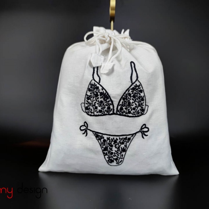 Laundry bag with underwear embroidery